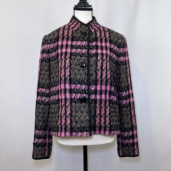 Doncaster Jackets & Blazers - Doncaster cropped blazer jacket tweed wool black pink tan womens 8